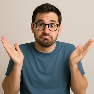 Person wearing glasses shrugging i dont know Person wearing glasses shrugging i dont know